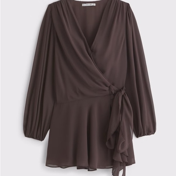 Abercrombie & Fitch Dark Brown Wrap Dress size S NWT - Picture 5 of 6